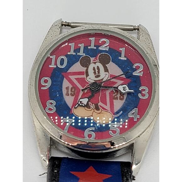 Vintage Mickey Mouse Star Spangled Wristwatch Classic Disney